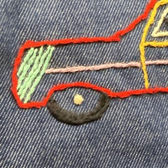 Vintage 70s Sears Toughskins Dark Denim Snap Work Shirt Embroidered Sz 6 Small - Picture 9 of 15